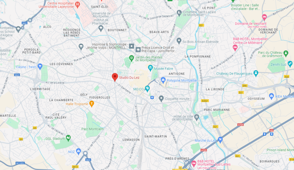 Localisation studio du lez Montpellier